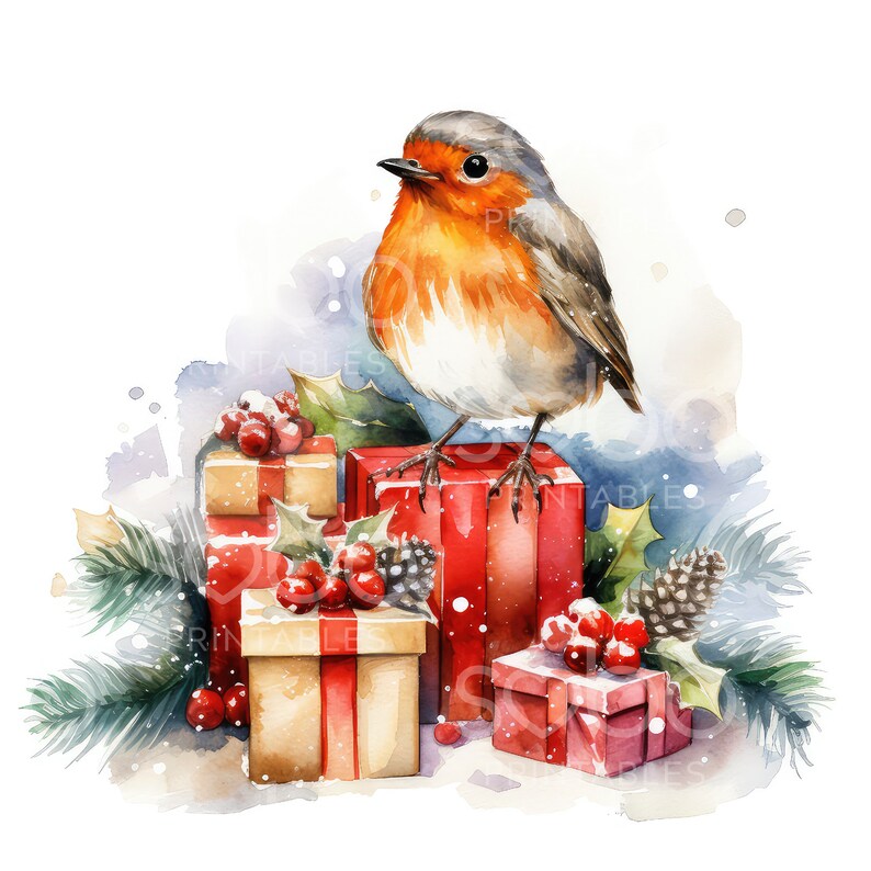 Christmas Robin Clipart - 10 High Quality Jpgs, Digital Planner, Junk ...