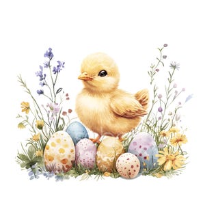 27 pollitos de acuarela, huevos, imágenes prediseñadas, pollitos de Pascua amarillos, imágenes prediseñadas de Pascua, alta calidad, descarga digital, manualidades de papel, diario basura S529