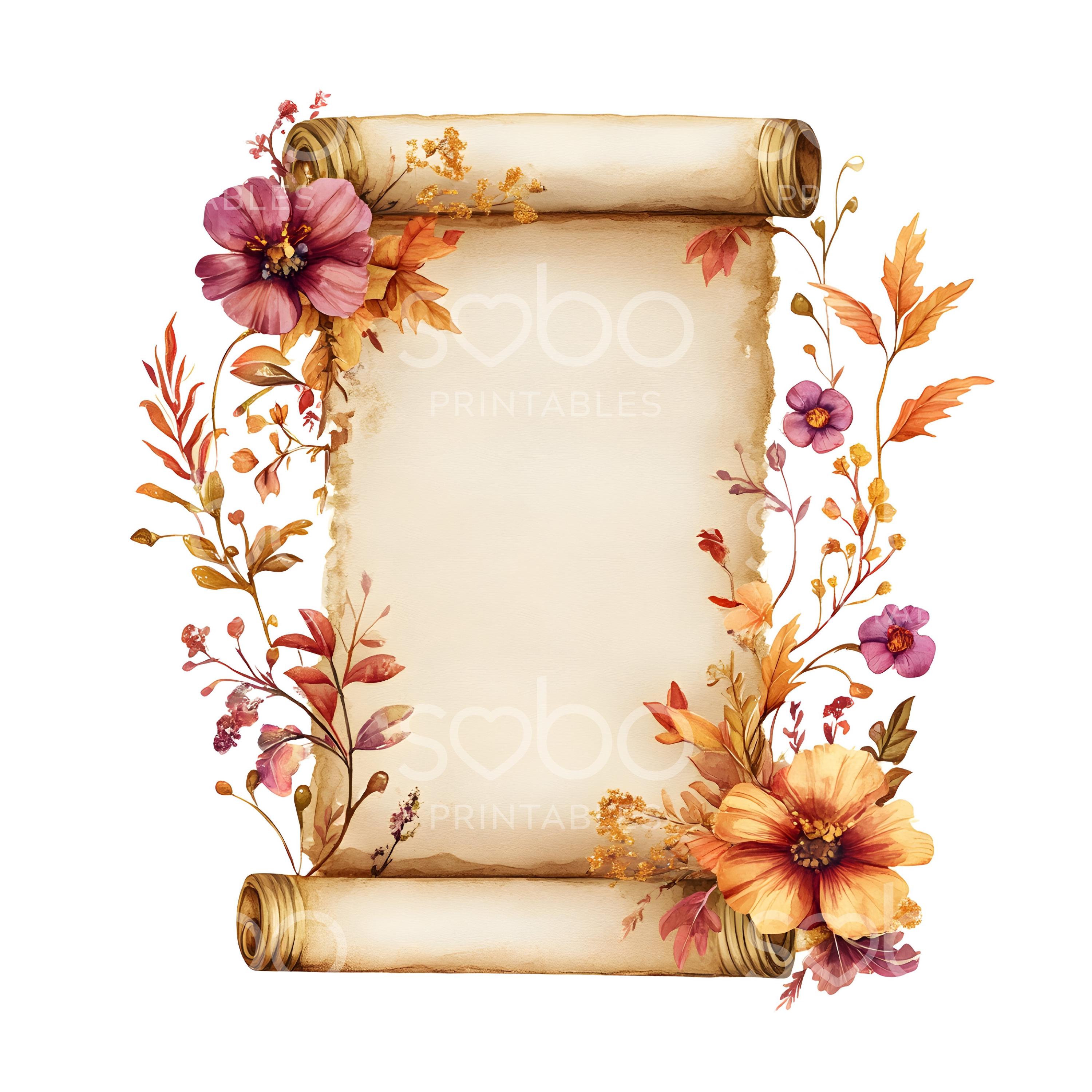 28 Autumn Scroll Clipart, Fall Medieval Scroll, Fall Autumn Vintage ...