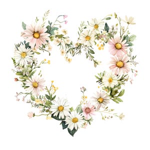 32 Clipart di ghirlande di cuori floreali, cuore di San Valentino, JPG di alta qualità, download digitale stampabile, artigianato di carta, diario spazzatura S379