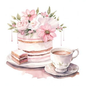 Tea Cakes Clipart - 10 hoge kwaliteit JPG's, kaarten maken, Mixed media, Digital Paper Craft, tijdschriften, planners, instant digitale download S63