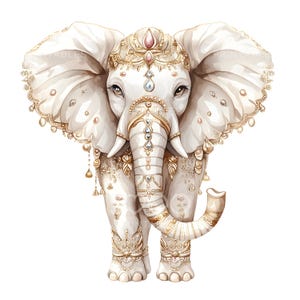 18 cliparts éléphant indien or, éléphant Royal de luxe, clipart aquarelle imprimable, fichiers JPG de haute qualité, téléchargement numérique, créations en papier S437