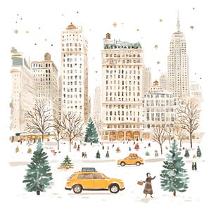 29 Christmas in New York clipart, Winter Snowy New York clipart, aquarel clipart, hoge kwaliteit jpg's, digitale download, Junk Journal S343