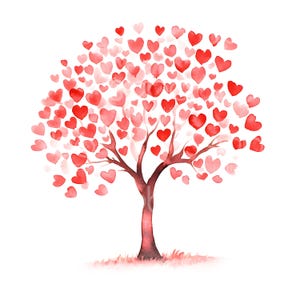 20 Valentine Day Heart Tree Clipart, Love Hearts Tree, Valentine ...