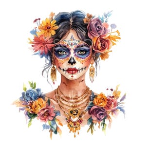 21 Catrina Makeup Clipart, Tag der Toten, Dia de los Muertos, druckbare hochwertige JPGs, digitaler Download, Papierhandwerk, Junk Journal S944