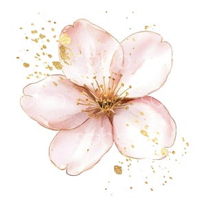 23 sakurabloesem clipart, kersenbloesem clipart, goudfolie, afdrukbare aquarel, hoge kwaliteit jpg's, digitale download, Paper Craft S618