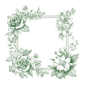 20 marcos de toile verde, toil de Jouy francés, marcos chinescos, toile floral, archivos JPG de alta calidad, descarga digital, manualidades de papel S892