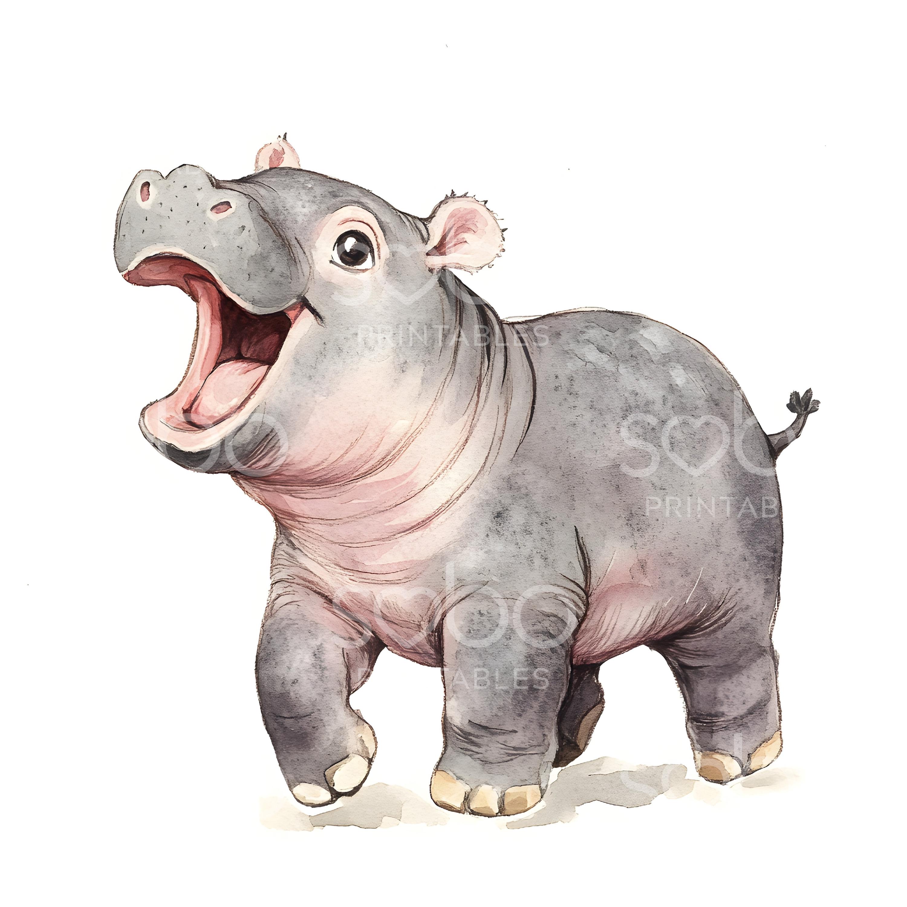 Cute hippo clipart - Etsy België, image size:3000x3000