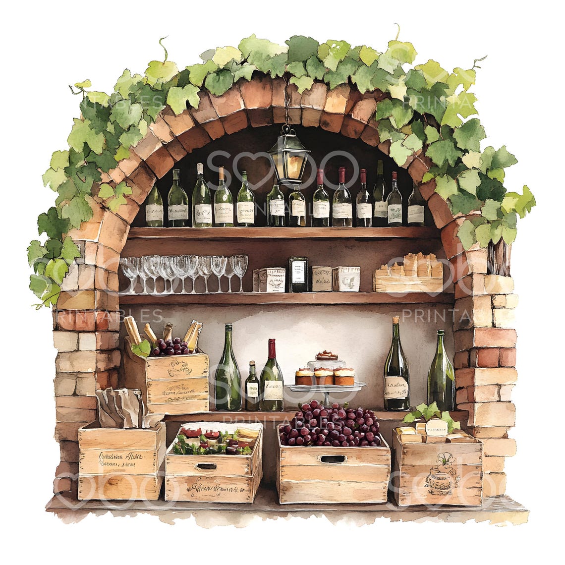 22 Rustic Wine Cellar Clipart, Tuscany, Wine Clipart, Printable ...