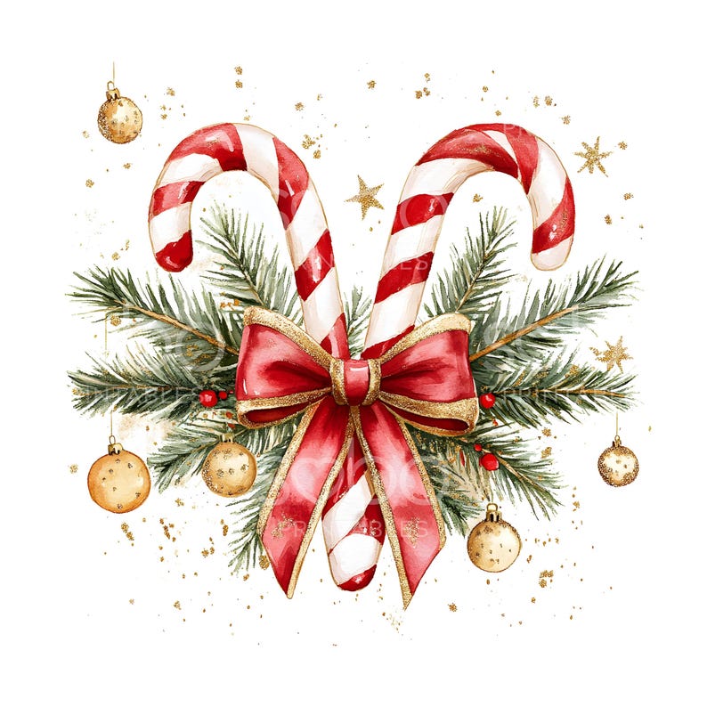 23 Xmas Candy Cane Bow Clipart, Candy Canes, Christmas Clipart ...
