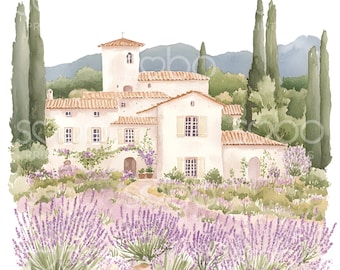 20 Cute Lavender Provence Clipart, Pretty France Countryside, Cottagecore Houses, High Quality JPGs, Digital Download, Junk Journals S286