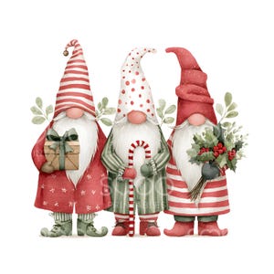 26個のクリスマスノームのクリップアート、クリスマスノーム、かわいいクリスマスクリップアート、印刷可能な水彩画、高品質のJPG、デジタルダウンロード、ペーパークラフトS960