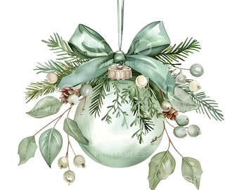 28 adornos navideños de salvia, tarjeta navideña, adornos navideños de salvia, acuarela imprimible, archivos JPG de alta calidad, descarga digital, manualidades de papel U42