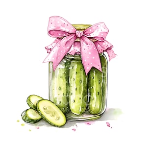 29 imágenes prediseñadas de lazo de tarro de pepinillos, eneldo, pepinillo coqueto con lazo, chica que ama los pepinillos, amantes de los pepinillos, descarga digital, manualidad de papel S954