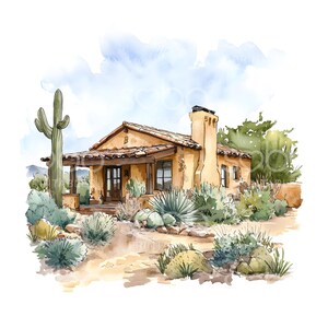 24 imágenes prediseñadas de casas del oeste en el desierto, casa de vaqueros, paisaje del oeste, acuarela imprimible, archivos JPG de alta calidad, manualidades de papel, diario basura S931