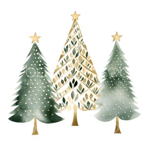 24 Niedliche Weihnachtsbäume Clipart, Abstrakte Weihnachtsbäume Clipart, Printable Aquarell, hochwertige JPGs, Digital Download, Papierhandwerk S300