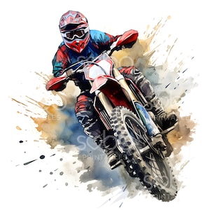 22 Clipart Dirt Bike, Clipart di motocross, Clipart ad acquerello stampabile, JPG di alta qualità, download digitale, Wall Art Baby, Paper Craft S131