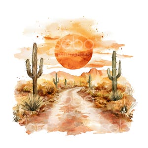 21 Imágenes prediseñadas de camino desértico, paisaje desértico, dunas de arena bohemias, acuarela imprimible, archivos JPG de alta calidad, manualidades de papel, diario basura S817