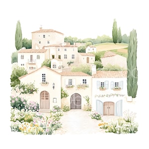22 mignon cottage maison clipart, tourisme de campagne européenne, clipart aquarelle, fichiers JPG de haute qualité, téléchargement numérique, journaux indésirables S727