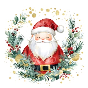 19 Christmas Santa Clipart, Santa Claus Clipart, Gold Foil Christmas Card, High Quality JPG, Digital Download, Paper Craft Junk Journal S292 image 5