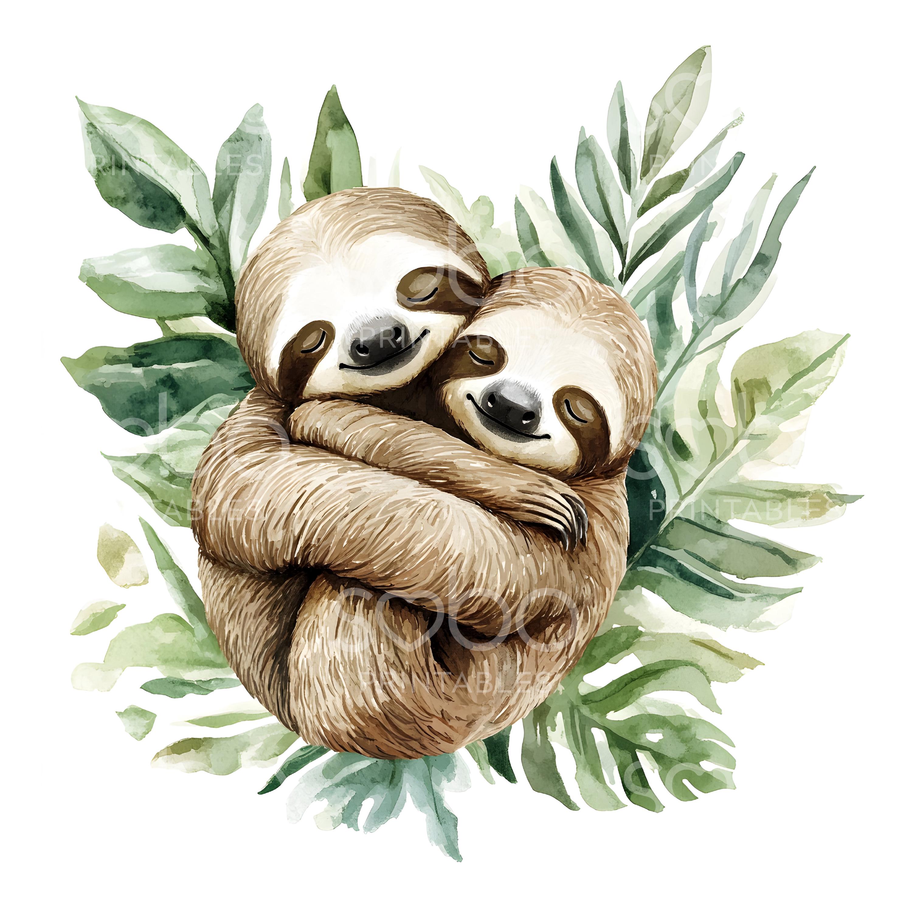 18 かわいいナマケモノのクリップアート、ジャングルのナマケモノ