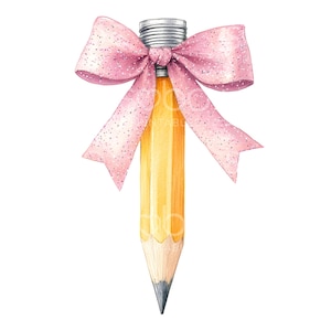 16 Kokette Bogen Bleistift Clipart, Lehrer Bleistift Bogen Kunst, zurück in der Schule, hochwertige JPG, digitaler Download, Papierhandwerk, Junk-Journal S493