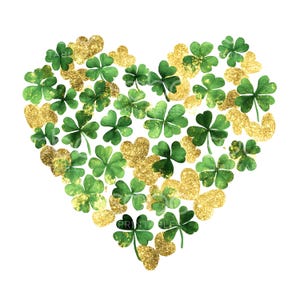 22 klaverblad hart clipart, Saint Patrick's Day, Shamrock Art, afdrukbare aquarel, hoge kwaliteit jpg's, digitale download, Paper Craft S476