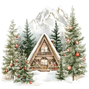 20 kerstcabine clipart, wintercabine clipart, kerstkaart, hoge kwaliteit jpg's, digitale planner, ongewenste tijdschriften, digitale download S312