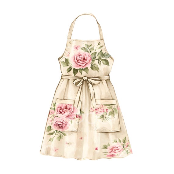 20 Vintage Floral Apron Clipart, Baking Apron, Printable