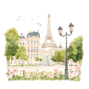 18 Clipart Paris mignon, tourisme parisien, Art de voyage Paris, Clipart aquarelle, fichiers JPG de haute qualité, téléchargement numérique, journaux indésirables S490
