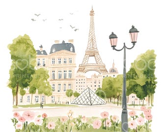 18 Cute Paris Clipart, Parisian Tourism, Paris Travel Art, Watercolor Clipart, High Quality JPGs, Digital Download, Junk Journals S490