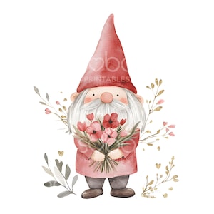 19 Dia dos Namorados Gnomo Clipart, Gnomos de Amor Bonitos, Aquarela Imprimível de Dia dos Namorados, JPGs de Alta Qualidade, Download Digital, Paper Craft S405