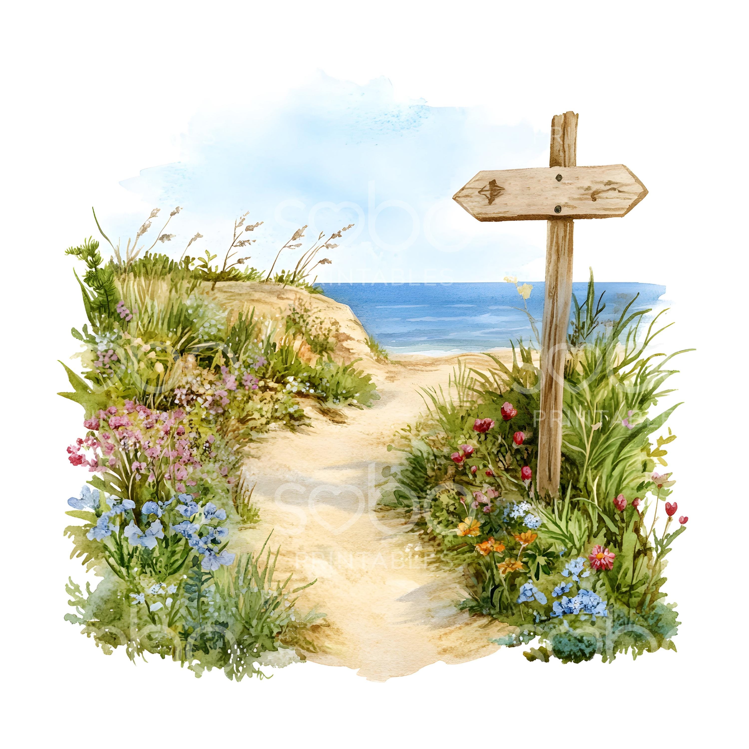 27 Beach Path Sign Clipart, Cute Pathway to Beach, Beach Wooden Sign ...