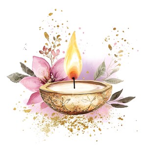 24 Blumen Diyas Clipart, Indien Diwali Diya Clipart, Diwali Clipart, hochwertige JPGs, digitaler Planer, Junk Journals, digitaler Download S258