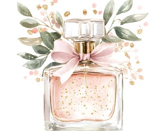 21 Pink Perfume Bottle Clipart, Floral Coquette Clipart, Printable Watercolor Clipart, High Quality JPGs, Digital Download, Paper Craft S484