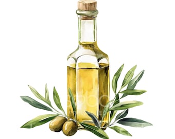 Clipart de 16 botellas de aceite de oliva, arte de cocina mediterránea, JPG de alta calidad, arte imprimible, descarga digital, manualidades de papel, diario basura S912