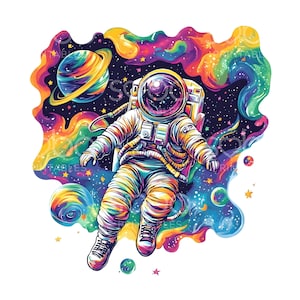 23 imágenes prediseñadas de astronauta arcoíris, astronauta colorido, acuarela espacial, archivos JPG de alta calidad, descarga digital, manualidades de papel, revistas basura S824