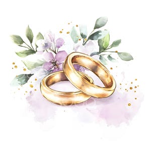 21 anillos de boda florales de oro, clipart, alianzas de boda, clipart de acuarela imprimible, archivos JPG de alta calidad, descarga digital, manualidades de papel S468