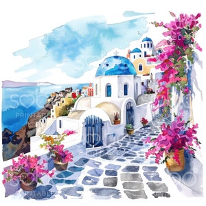 Clipart de viajes a Grecia: 17 archivos JPG de alta calidad, arte mural, descarga digital, diario basura, creación de tarjetas, técnicas mixtas, manualidades digitales con papel S68