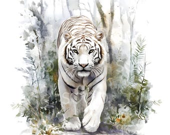 24 witte tijger clipart, aquarel tijger, hoge kwaliteit jpg's, digitale planner, ongewenste tijdschriften, scrapbooking Paper Craft, digitale download S780