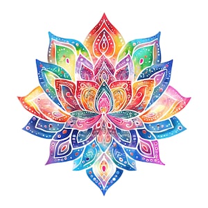 25 cliparts mandala lotus, méditation, mandala spirituel, aquarelle impression haute qualité JPG, téléchargement numérique, créations en papier, journal indésirable S443