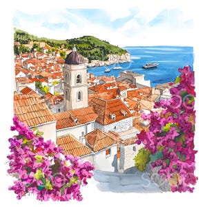 23Dubrovnik Kroatien Clipart, Urlaub, Reise, Poster, Kunst, hochwertige JPG zum ausdrucken, Digital Download, Papierhandwerk, Junk Journal S531