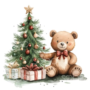 15 Clipart di orsi di Natale, orsetto, clipart di biglietti di Natale, JPG di alta qualità, pianificatore digitale, diari spazzatura, download digitale S170