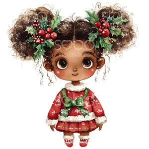 18 かわいい風変わりな黒人の子供のクリップアート、クリスマス カードのクリップアート、高品質の JPG、気まぐれなデジタル プランナー、ジャンク ジャーナル、デジタル ダウンロード S249