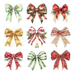 30 assortiments de cliparts de Noël, noeud festif, art de la carte de Noël, JPG de haute qualité, téléchargement numérique, papier craft impression Junk Journal S364