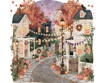 20 Cute Halloween Street Clipart, Halloween Village, Haunted Houses, Spooky Town, High Quality JPGs, Digital Download, Paper Craft U309
