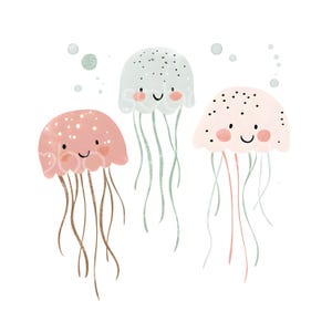 22 Clipart mignon méduse, art de la méduse, gelée de mer, aquarelle des cliparts, JPG de haute qualité, téléchargement numérique, paper Craft Junk Journal S402