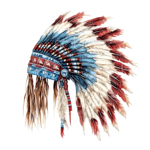 20 tocados indios nativos, imágenes prediseñadas, arte tribal en acuarela para imprimir, archivos JPG de alta calidad, descarga digital, manualidades de papel, diario basura S615