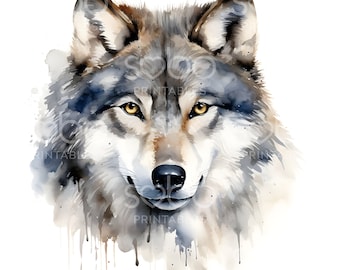 Wolf Portrait Clipart - 16 High Quality JPGs, Digital Paper Crafting, Clipart Pack, Journaling, Apparel, Wall Art, Instant Download S137