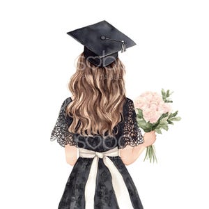 19 clipart de formatura de garota bonita, garota de formatura, aquarela para impressão, JPG de alta qualidade, download digital, artesanato em papel, diário de sucata S776